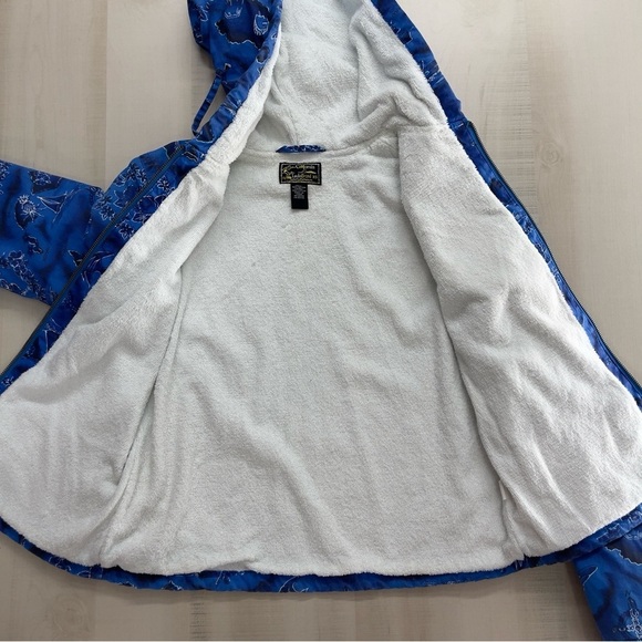 vtg LUCKY BRAND Hawaii printed blue terry cloth full zip jacket 90s 00s - Picture 8 of 9